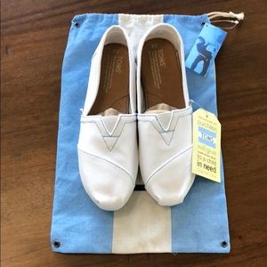 NWT White Canvas Toms Women’s Size 8